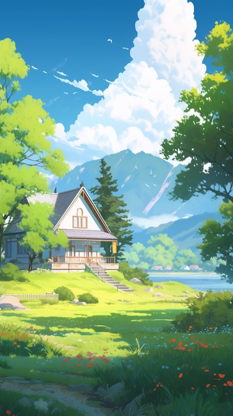 Anime Village House Nature Landscape Aesthetic (613)
