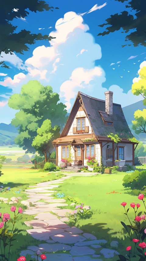 Anime Village House Nature Landscape Aesthetic (617)
