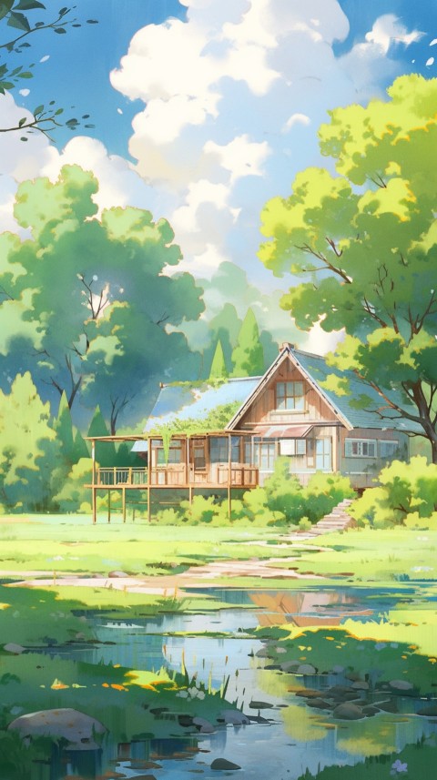 Anime Village House Nature Landscape Aesthetic (630)