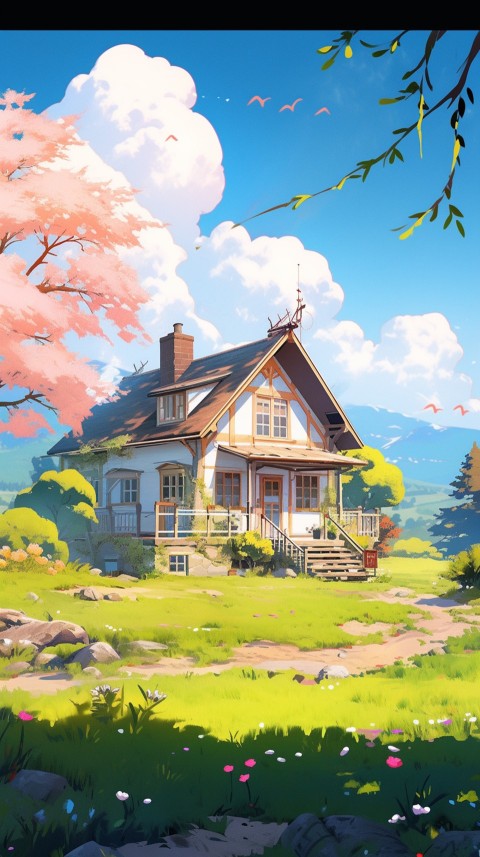 Anime Village House Nature Landscape Aesthetic (614)