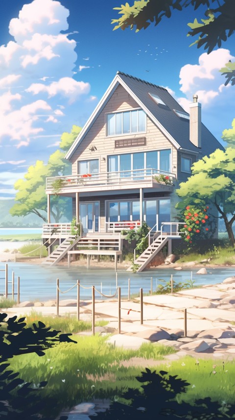 Anime Village House Nature Landscape Aesthetic (683)