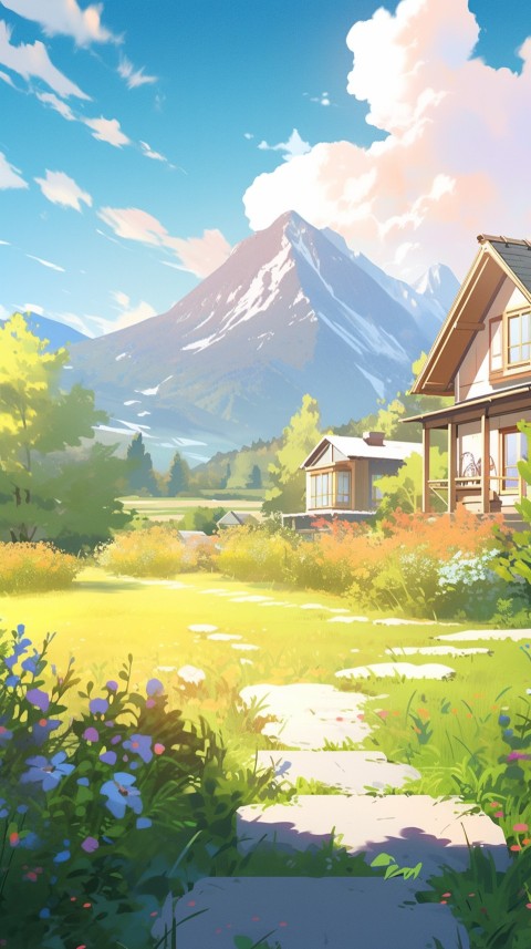 Anime Village House Nature Landscape Aesthetic (651)
