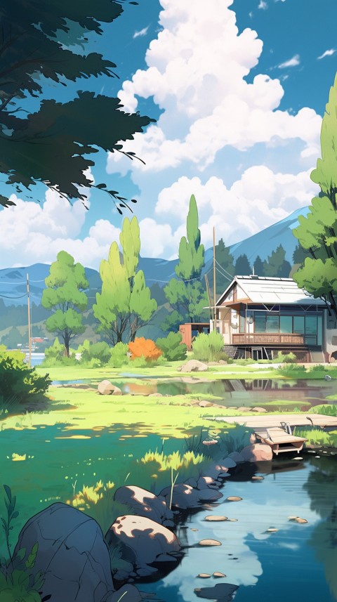 Anime Village House Nature Landscape Aesthetic (706)