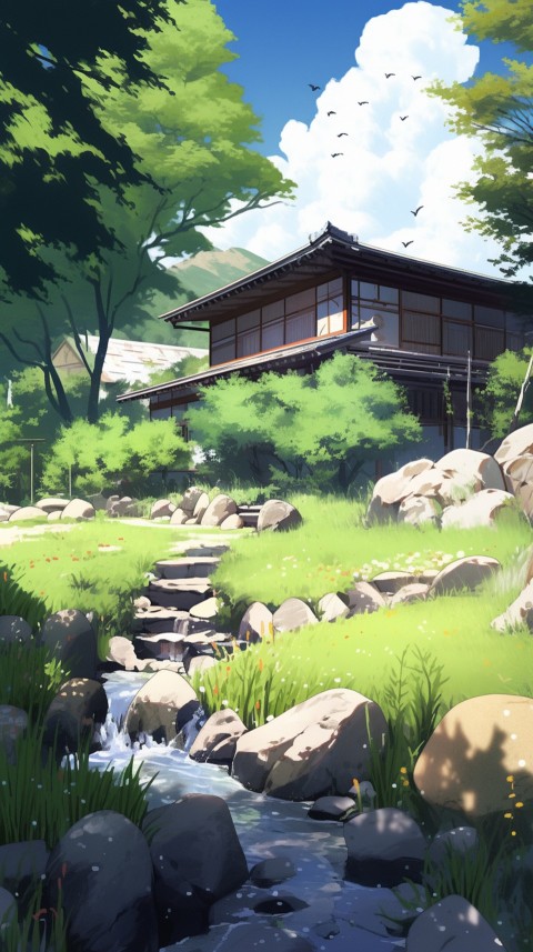 Anime Village House Nature Landscape Aesthetic (721)