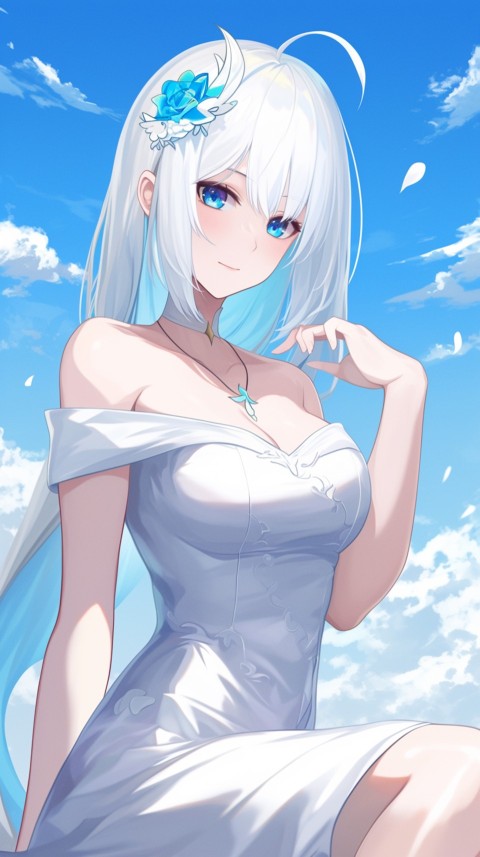 Cute Anime Bride Girl Wearing White Wedding Dress Aesthetic (411)