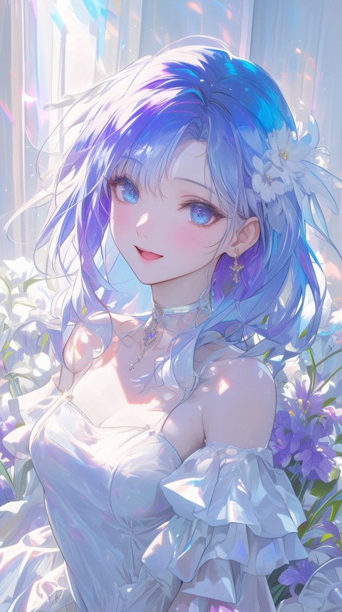 Cute Anime Bride Girl Wearing White Wedding Dress Aesthetic (401)