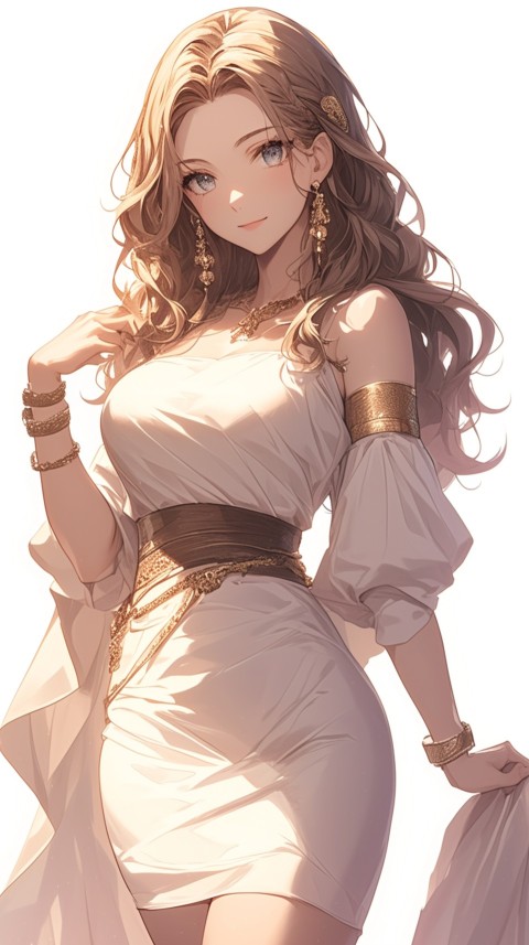 Cute Anime Bride Girl Wearing White Wedding Dress Aesthetic (496)