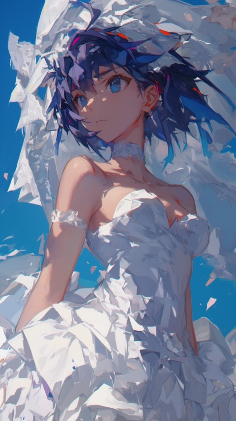 Cute Anime Bride Girl Wearing White Wedding Dress Aesthetic (477)