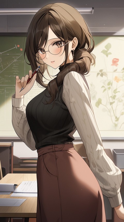 High School Anime Cute Women Teacher (438)