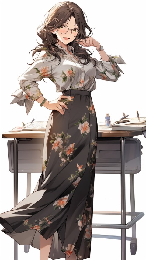 High School Anime Cute Women Teacher (706)