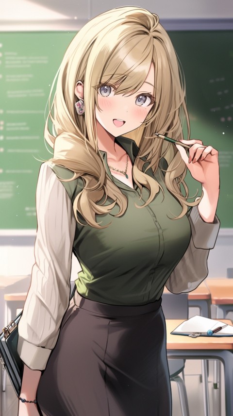 High School Anime Cute Women Teacher (1003)