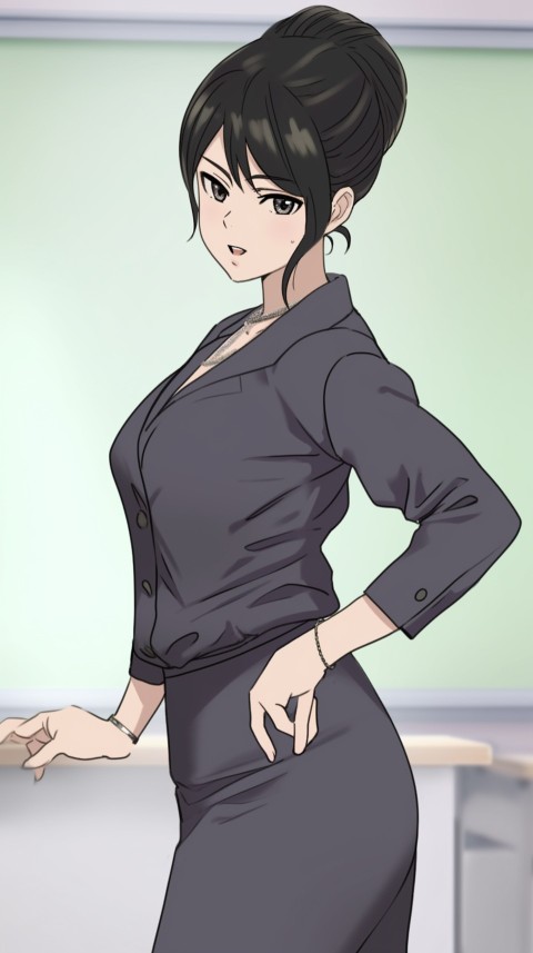 High School Anime Cute Women Teacher (1057)