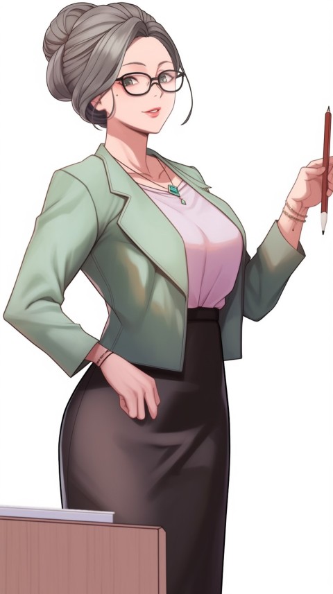 High School Anime Cute Women Teacher (1063)