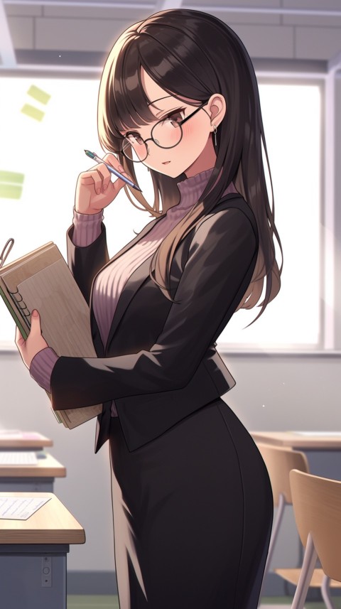 High School Anime Cute Women Teacher (1058)