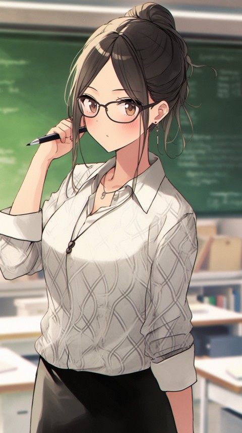 High School Anime Cute Women Teacher (1087)