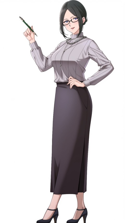High School Anime Cute Women Teacher (1137)