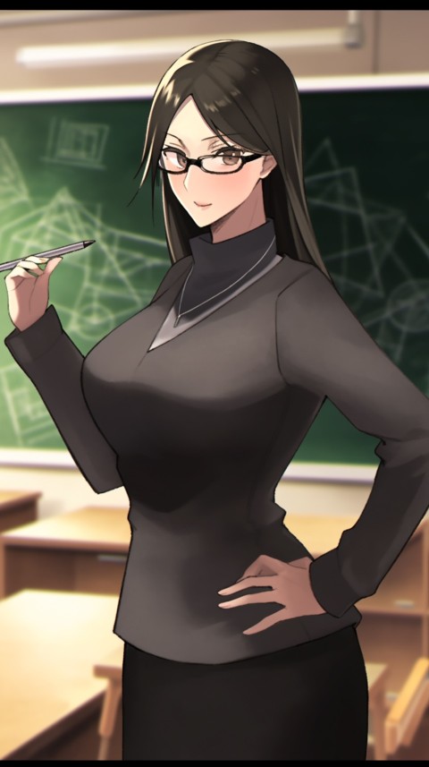 High School Anime Cute Women Teacher (1140)