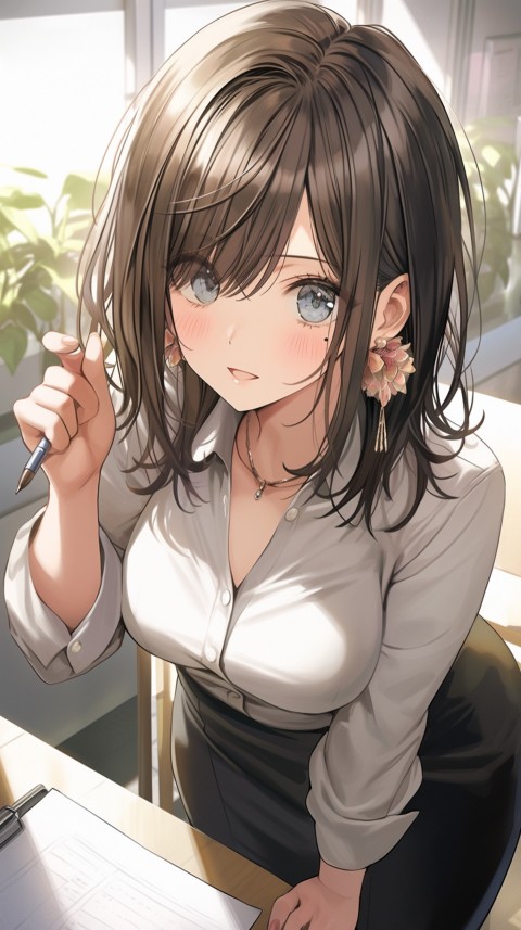 High School Anime Cute Women Teacher (1121)