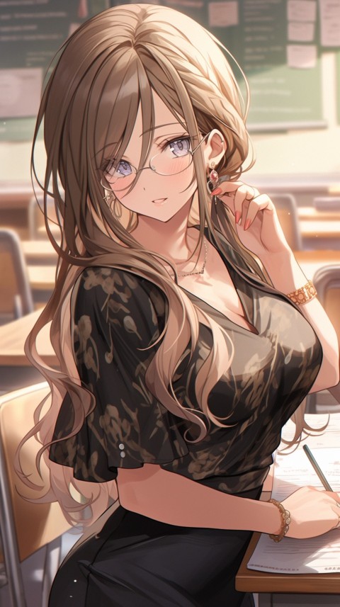 High School Anime Cute Women Teacher (1173)