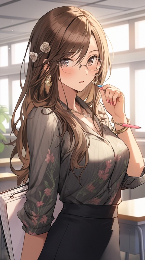 High School Anime Cute Women Teacher (1189)