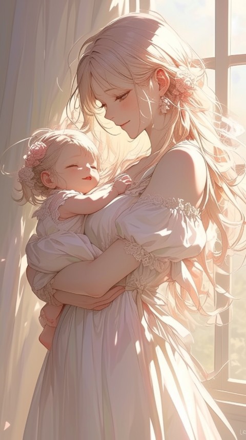Anime Mother's Love Aesthetic Baby Daughter Son Moms (89)