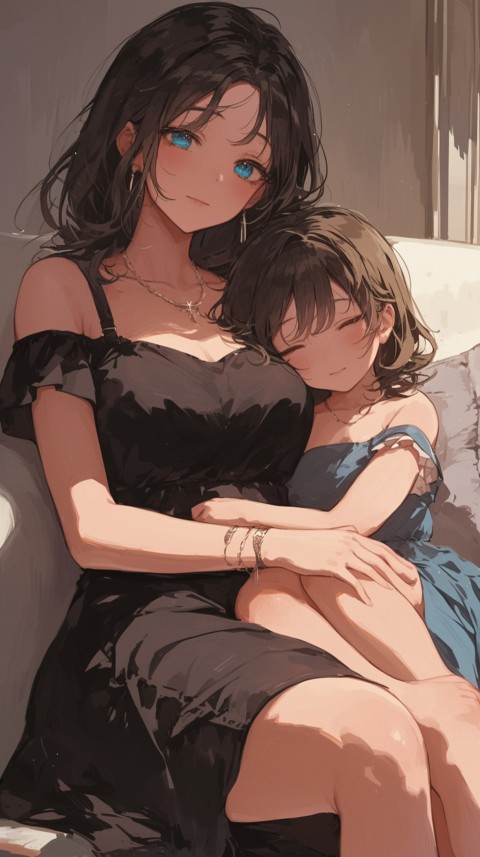 Anime Mother's Love Aesthetic Baby Daughter Son Moms (67)