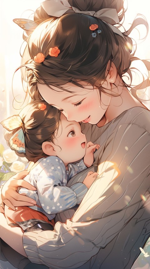 Anime Mother's Love Aesthetic Baby Daughter Son Moms (236)