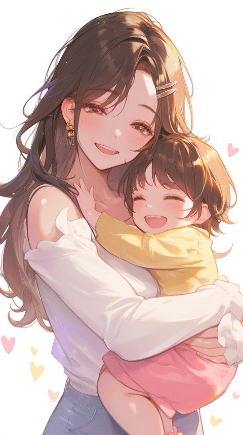 Anime Mother's Love Aesthetic Baby Daughter Son Moms (286)