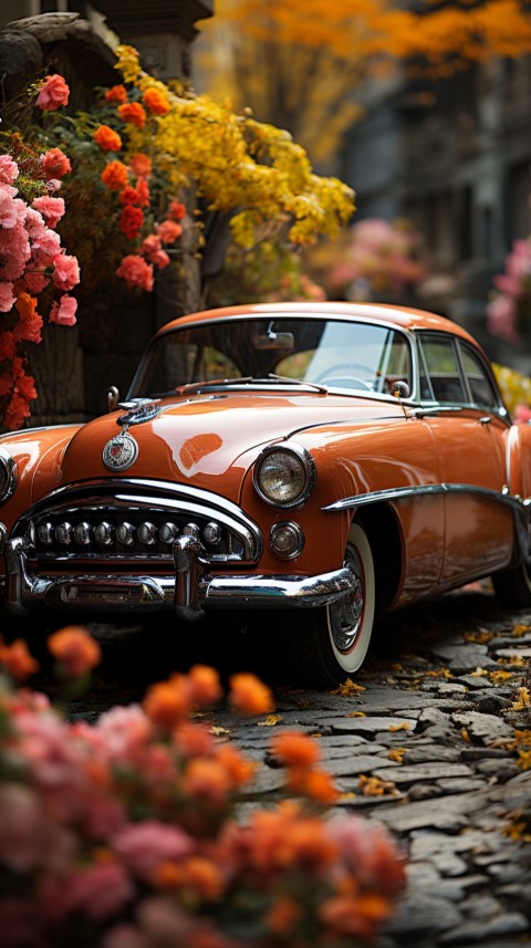 Classic Luxury Vintage Old Car Flower Garden Aesthetics (9)