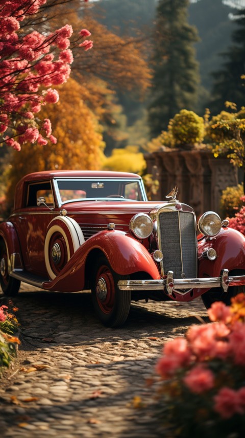 Classic Luxury Vintage Old Car Flower Garden Aesthetics (5)