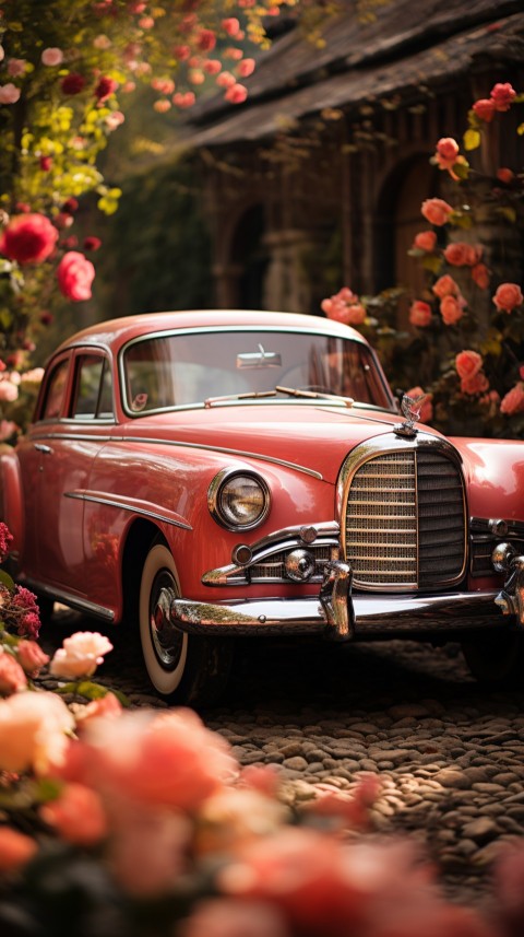 Classic Luxury Vintage Old Car Flower Garden Aesthetics (33)
