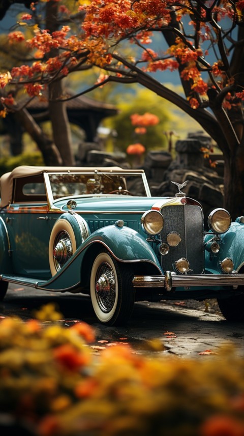 Classic Luxury Vintage Old Car Flower Garden Aesthetics (44)