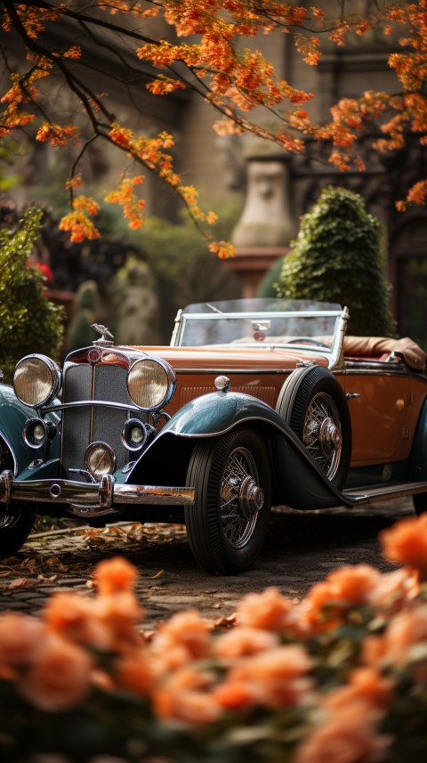 Classic Luxury Vintage Old Car Flower Garden Aesthetics (4)