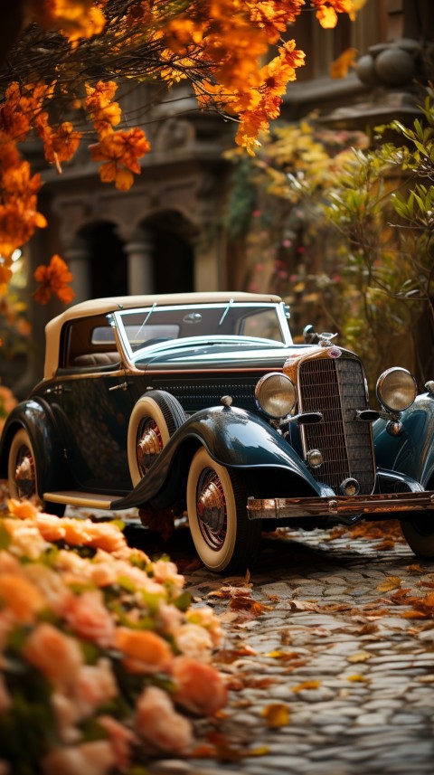 Classic Luxury Vintage Old Car Flower Garden Aesthetics (52)