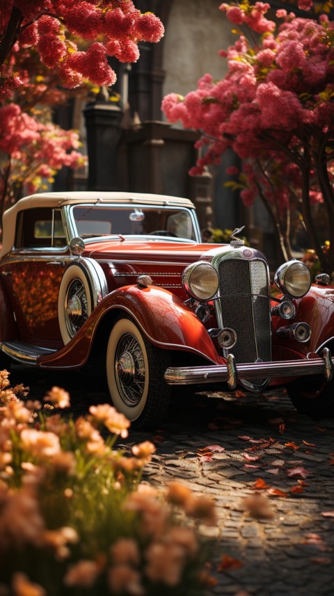 Classic Luxury Vintage Old Car Flower Garden Aesthetics (15)