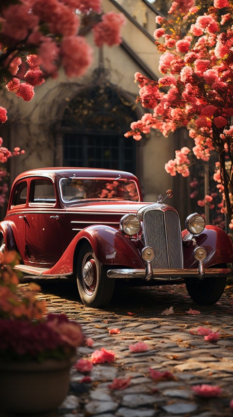 Classic Luxury Vintage Old Car Flower Garden Aesthetics (31)