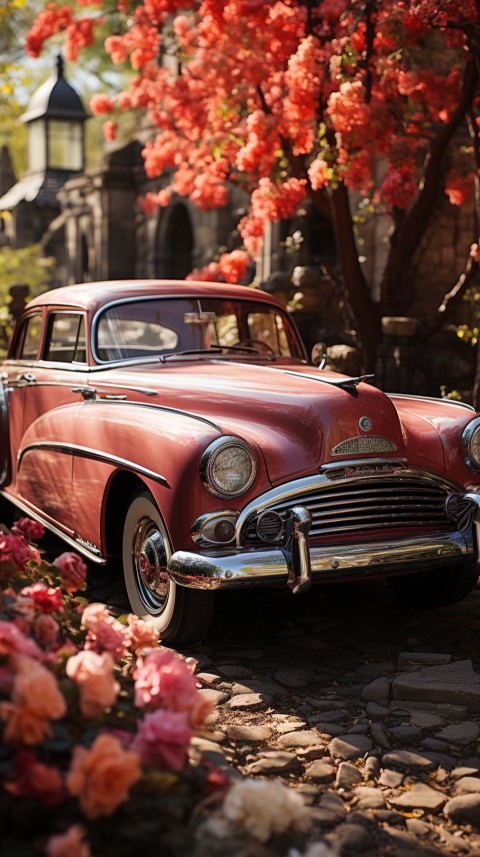 Classic Luxury Vintage Old Car Flower Garden Aesthetics (45)