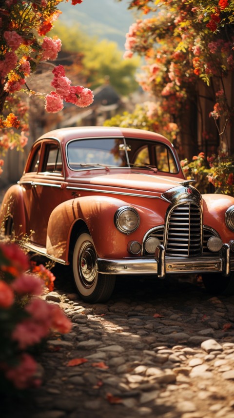 Classic Luxury Vintage Old Car Flower Garden Aesthetics (51)