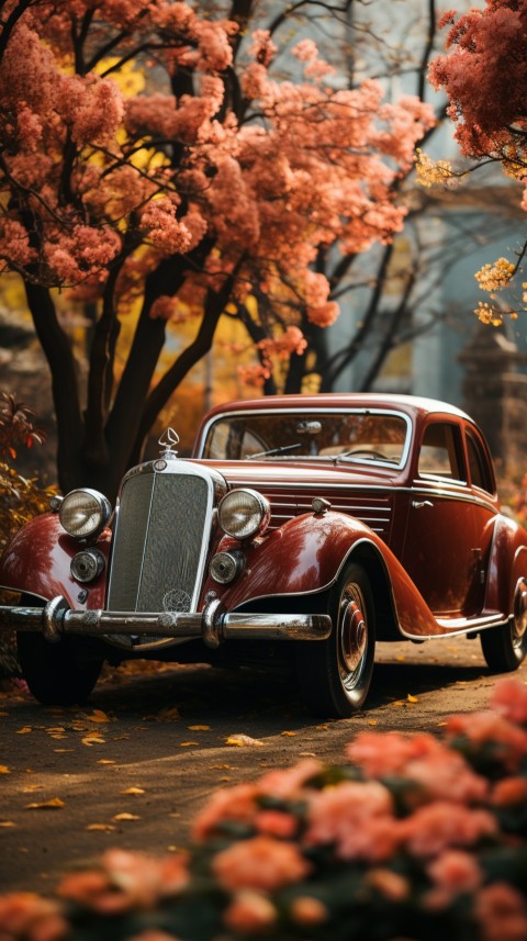Classic Luxury Vintage Old Car Flower Garden Aesthetics (1)