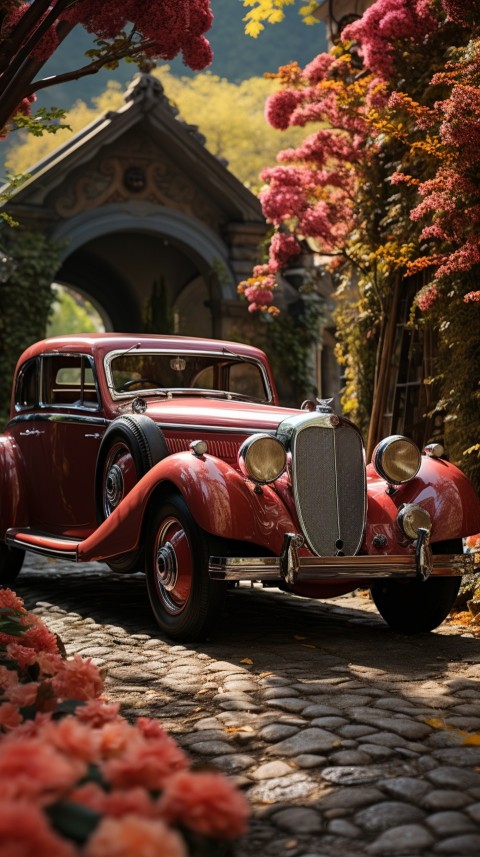 Classic Luxury Vintage Old Car Flower Garden Aesthetics (50)