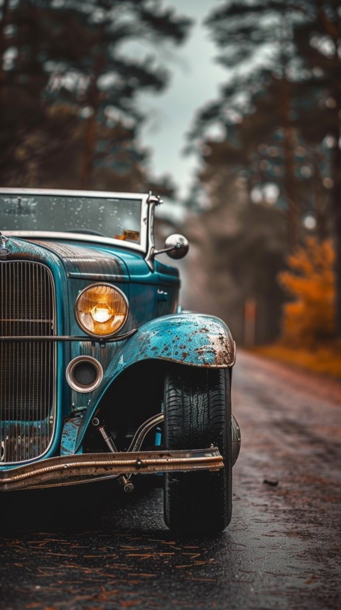 Classic Vintage Old Car On Road Aesthetics (37)