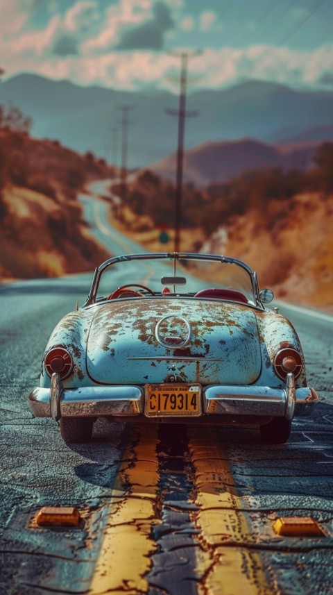 Classic Vintage Old Car On Road Aesthetics (38)