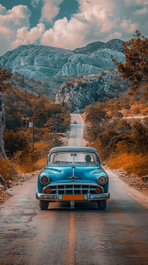 Classic Vintage Old Car On Road Aesthetics (31)