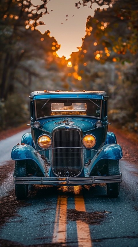 Classic Vintage Old Car On Road Aesthetics (30)