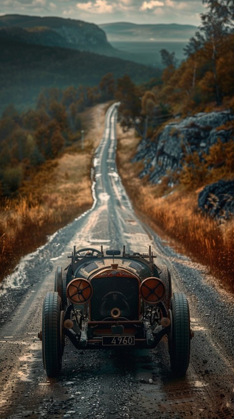Classic Vintage Old Car On Road Aesthetics (9)