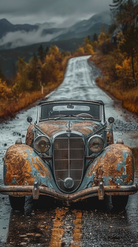 Classic Vintage Old Car On Road Aesthetics (39)