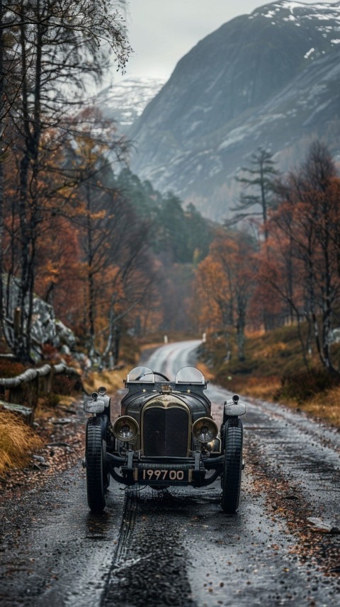 Classic Vintage Old Car On Road Aesthetics (36)