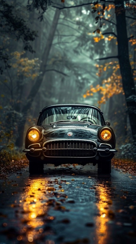 Classic Vintage Old Car On Road Aesthetics (2)
