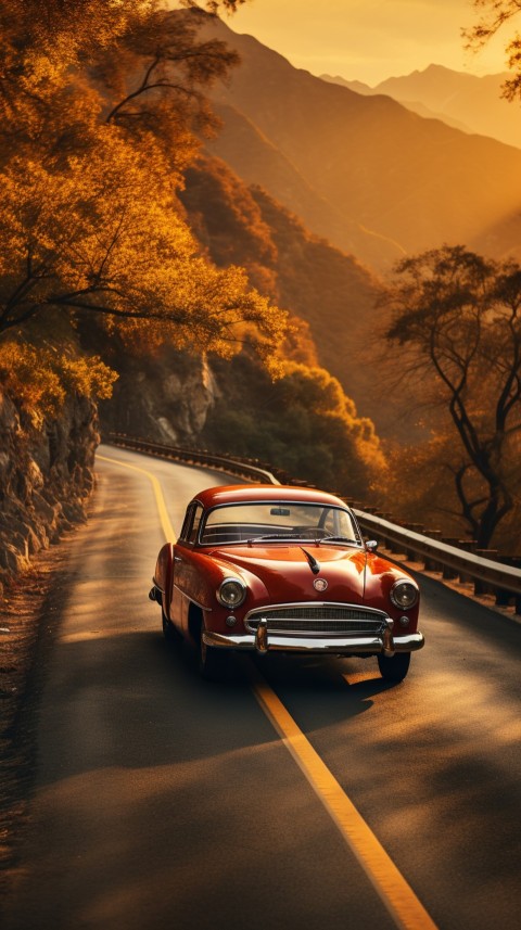 Classic Vintage Old Car On Road Aesthetics (43)