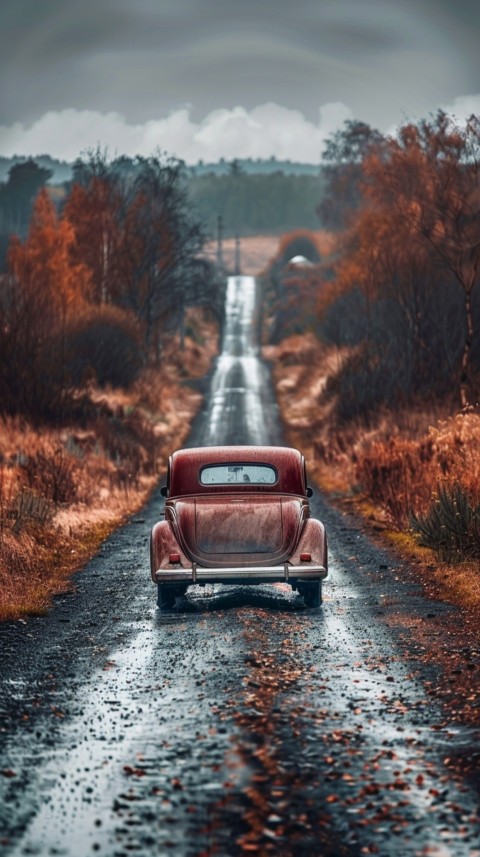 Classic Vintage Old Car On Road Aesthetics (70)